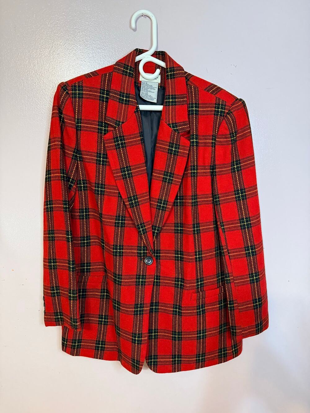 White Stag vintage red plaid wool-blend blazer size 12